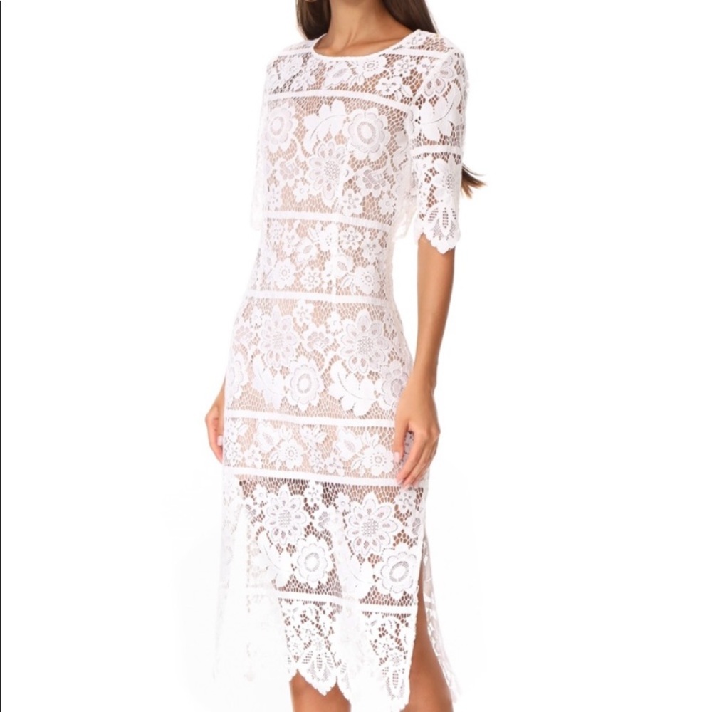 For Love & Lemons Lace Midi Dress with High Slit